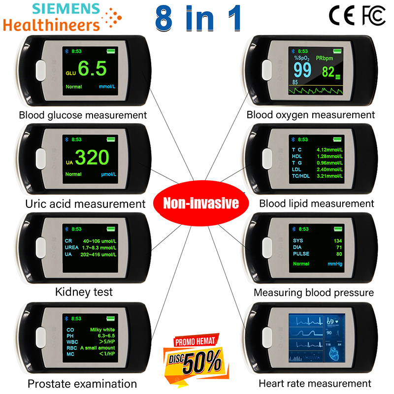 Edizione di lusso (misurazione non invasiva della glicemia + misurazione non invasiva dell'ossigeno nel sangue + misurazione non invasiva dell'acido urico + misurazione non invasiva della frequenza cardiaca + misurazione non invasiva della pressione arteriosa + esame cardiopolmonare + esame dei reni + esame della prostata + trattamento laser della glicemia + connessione Bluetooth + connessione al computer)